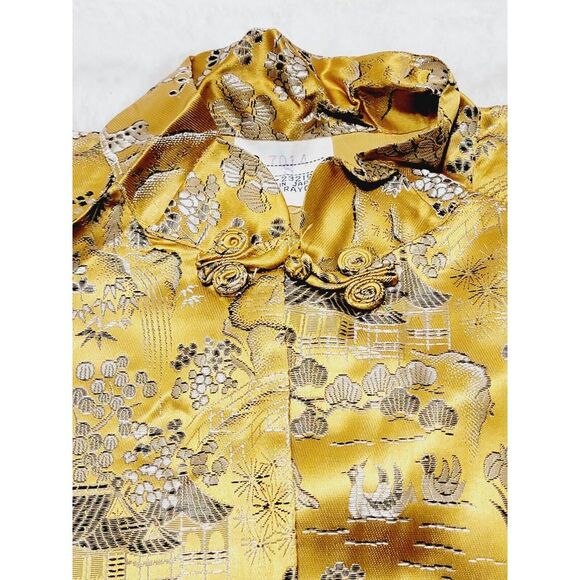 Asian Gold Kimono ? with pants, Robe Jacket Suit Made in Japan size S - Picture 7 of 14